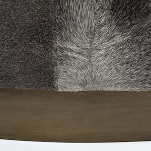 Zahavi 36" Gray Hair-On-hide W/Metal Base Ottoman