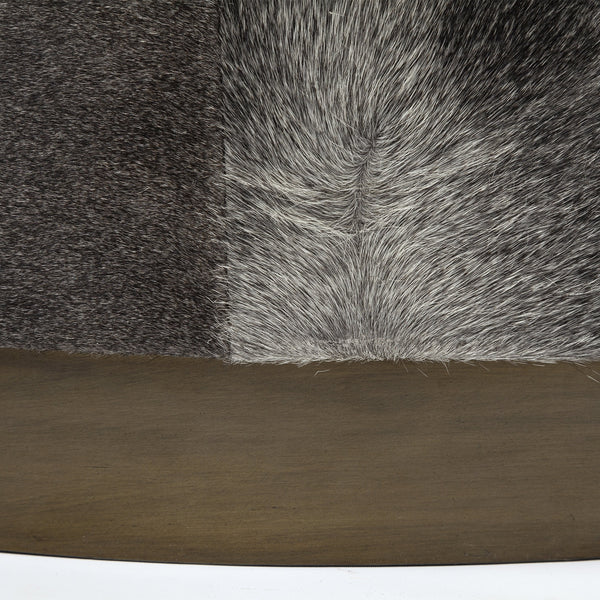 Zahavi 36" Gray Hair-On-hide W/Metal Base Ottoman