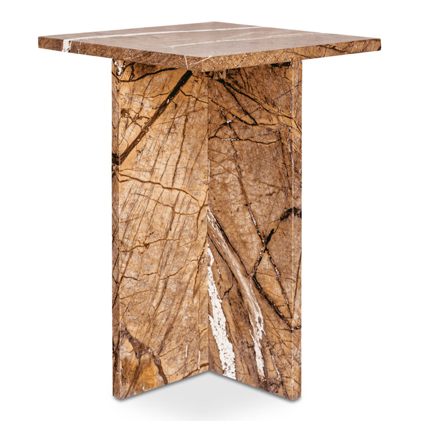 Moe's Blair Accent Table in Golden Forest Marble