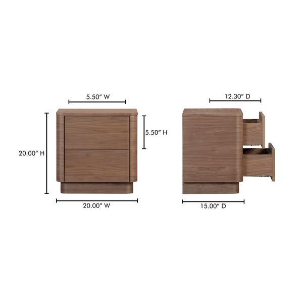Moe's Round Off Tall Nightstand in Walnut Brown