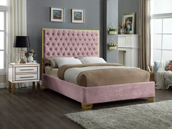 Jared King Bed In Pink Velvet