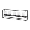 Cindy 5 Candle Matte Black Metal Hurricane Glass Tabletop Candle Holder