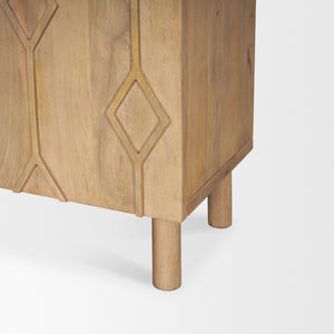Heera Light Brown Diamond Motif w/ Shelf Accent Cabinet