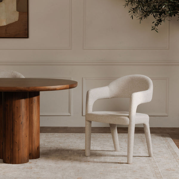 Martens Beige Dining Chair with Barrel Back
