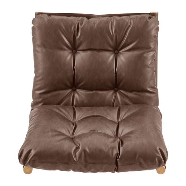 Oswald Faux Leather Tufted Accent Chair, Casa Brown