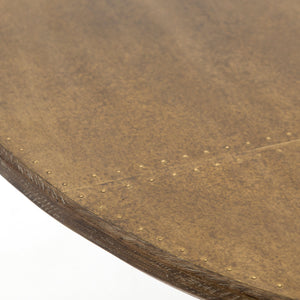Powell Dining Table 42" - Patchwork Brass-Clad Top