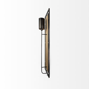 Cleo 16.9x57.1 Black Metal and Wood Rectangular Wall Sconce