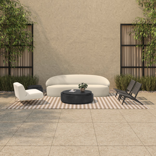 Palma Outdoor Lounge Chair in Black Teak and Wicker