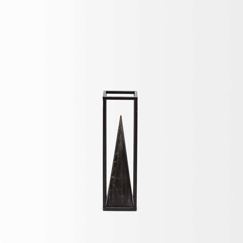 Memphis III (Small) pyramid in a square metal frame finished in black