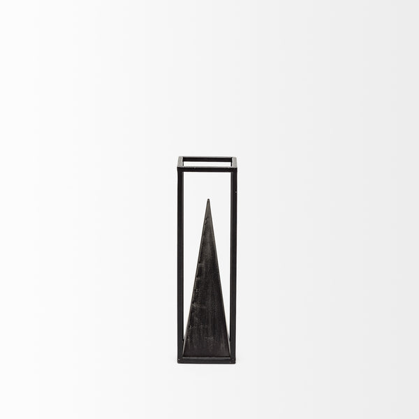 Memphis III (Small) pyramid in a square metal frame finished in black