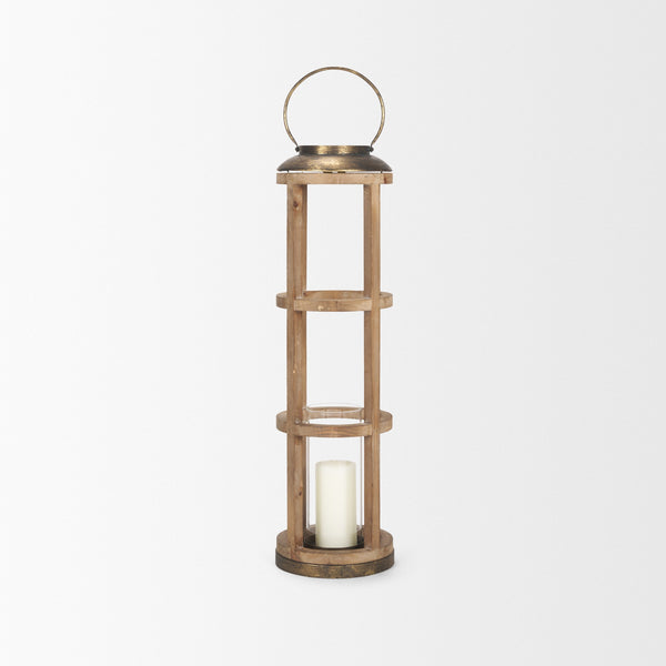 Andy I Large Natural Wood Cylindrical Lantern
