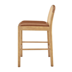 Donna KD Faux Leather Rattan Counter Stool, Borneo Chocolate