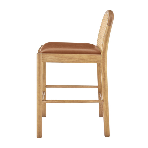 Donna KD Faux Leather Rattan Counter Stool, Borneo Chocolate