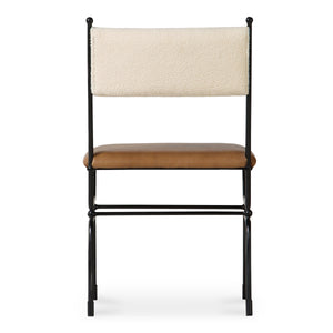 Moe's Posta Dining Chair in Brown Leather & Fabric