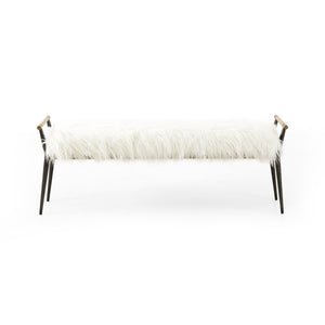 Charlotte Bench In Mongolian Cream Fur