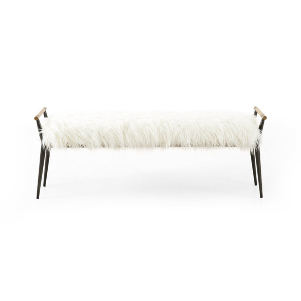 Charlotte Bench In Mongolian Cream Fur