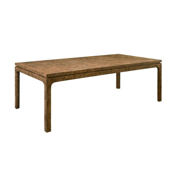 MODERN RECTANGULAR DINING TABLE IN DARK BURL WOOD