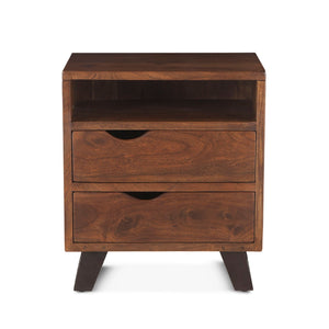 London Loft 23-Inch Acacia Wood Night Chest in Walnut Finished