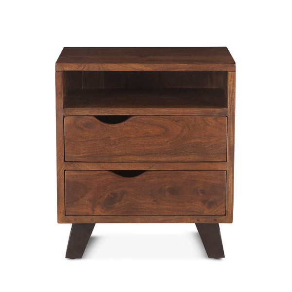 London Loft 23-Inch Acacia Wood Night Chest in Walnut Finished