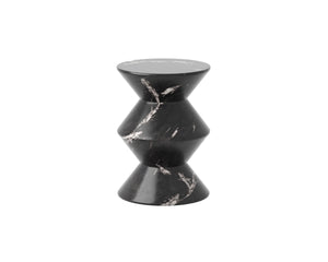 UNION END TABLE - MARBLE LOOK - BLACK