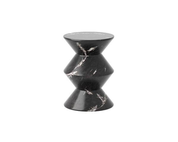 UNION END TABLE - MARBLE LOOK - BLACK