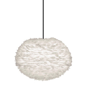 Eos Large Plug-In Pendant in White with Black Cord