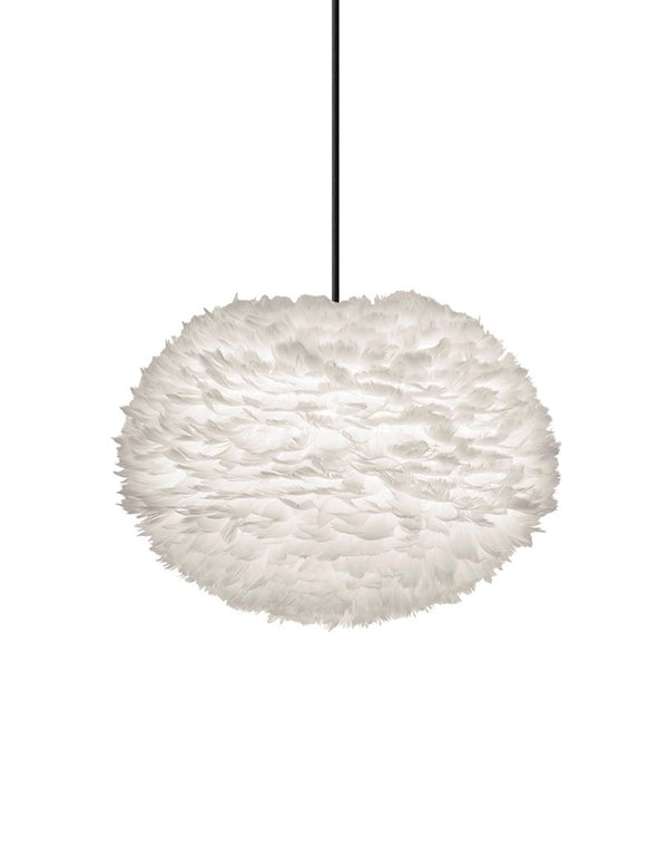 Eos Large Plug-In Pendant in White with Black Cord