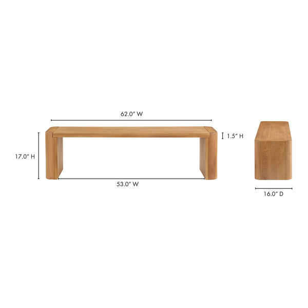 Post Small Dining Bench in Natural Finish