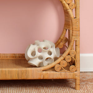 Ribbon Resin Decorative Sphere, White