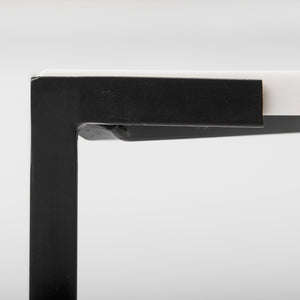 Lucas 30x30 White Marble Top Black Metal Base Coffee Table