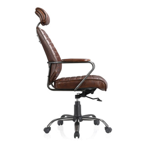 Moe's Executive Office Chair in Dark Brown Leather