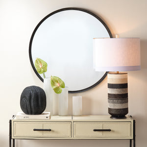 Winslow Hide Table Lamp with Linen Shade, Grey and White