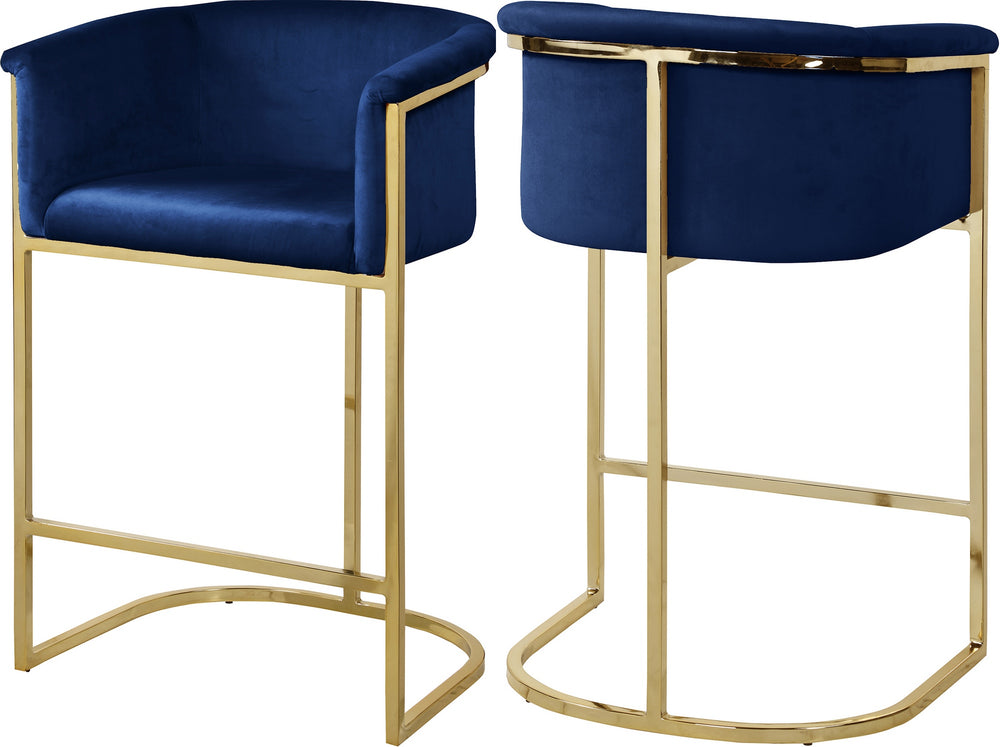 David Stool In Navy Velvet