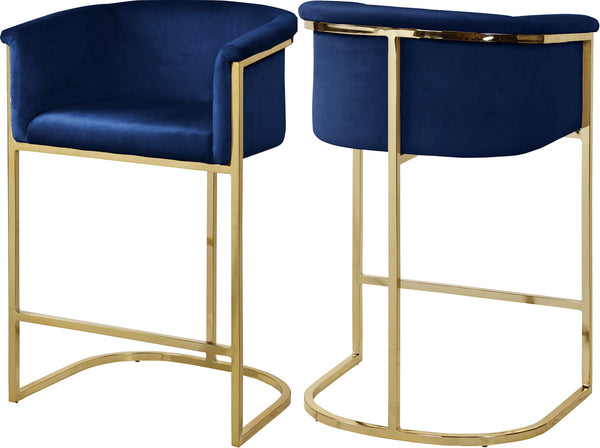 David Stool In Navy Velvet