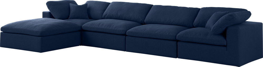 Carmen Cloud Modular Sectional In Navy Linen Fabric