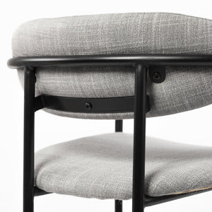 Parker Gray Fabric Seat Black Metal Bar Stool