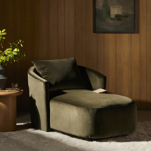 Farrah Chaise Lounge In Surrey Olive