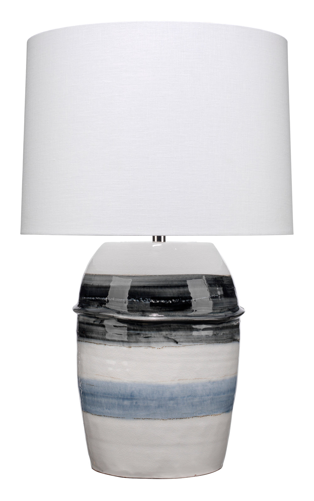 Horizon Striped Ceramic Table Lamp with Linen Shade