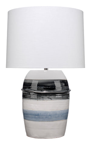 Horizon Striped Ceramic Table Lamp with Linen Shade