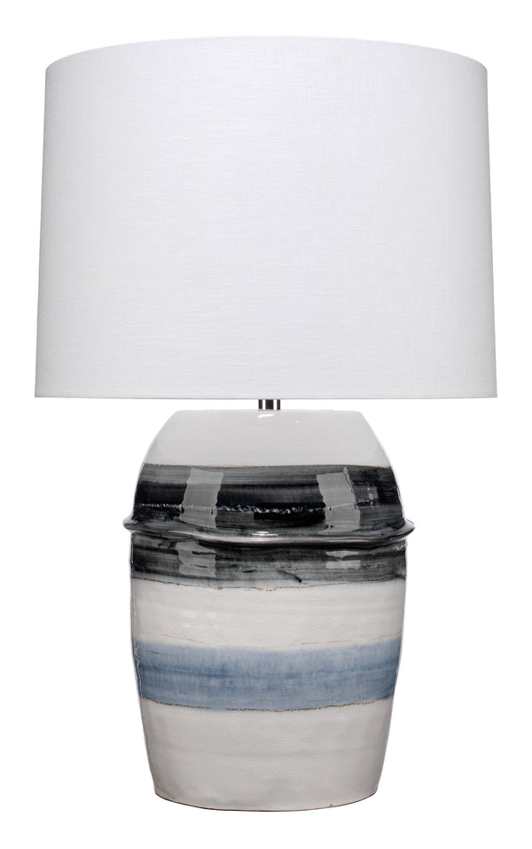 Horizon Striped Ceramic Table Lamp with Linen Shade