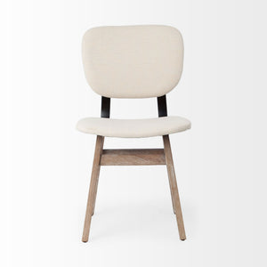 Haden I Cream Fabric Wrap Brown Solid Wood Base Dining Chair