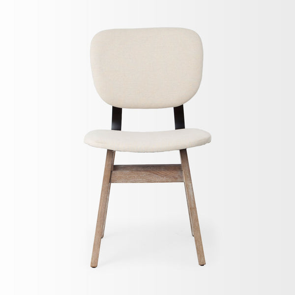 Haden I Cream Fabric Wrap Brown Solid Wood Base Dining Chair