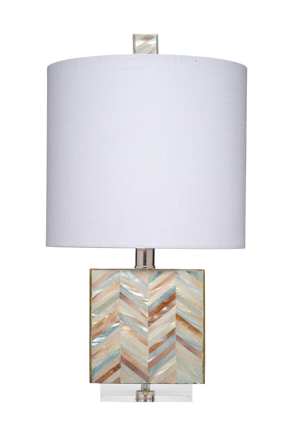 Garbo Mother of Pearl Table Lamp with Linen Shade, Blue