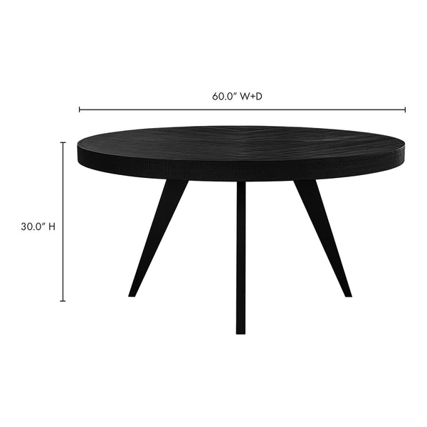 Moe's Parq 60" Round Dining Table Black Acacia