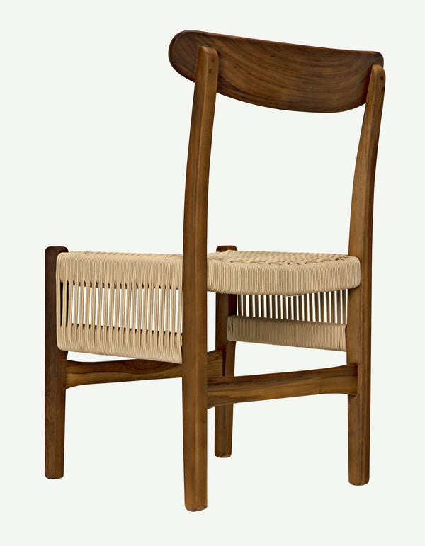 Shagira Teak Chair with Flat Clear Coat and Woven Rope Seat
