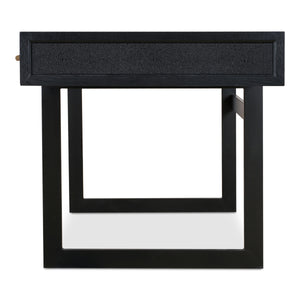 Mako Three-Drawer Desk in Black Vegan Leather