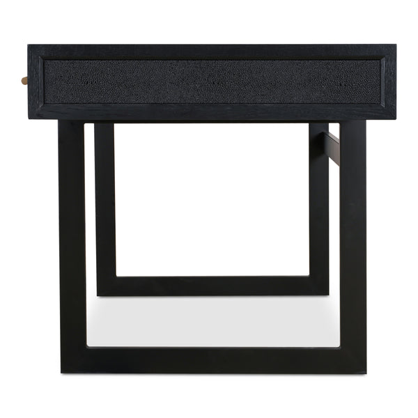 Mako Three-Drawer Desk in Black Vegan Leather