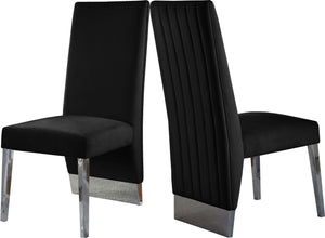 Stanley Dining Chair In Black Velvet and Chrome