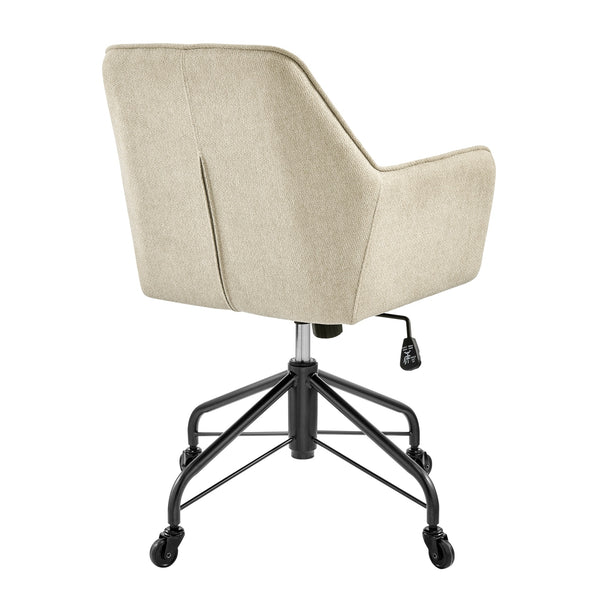 Thompson Fabric Swivel Office Arm Chair In Strata Cream
