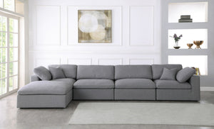 Carmen Cloud Modular Sectional In Grey Linen Fabric